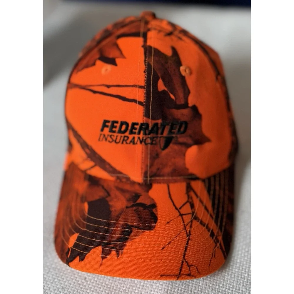 Federated Insurance Mossy Oak‎ Orange Camouflage Hat Ball Cap Strapback